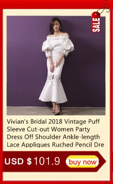 Vivian's Bridal 2018 Винтаж рюшами Вечерние плечо вечернее платье Сексуальная Милая однотонная Ruched спинки молния разрез женское