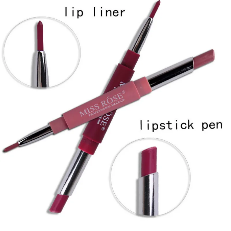 

2018 NEW 8 color multi-function double head durable waterproof nude color makeup lipstick, red lip pencil.