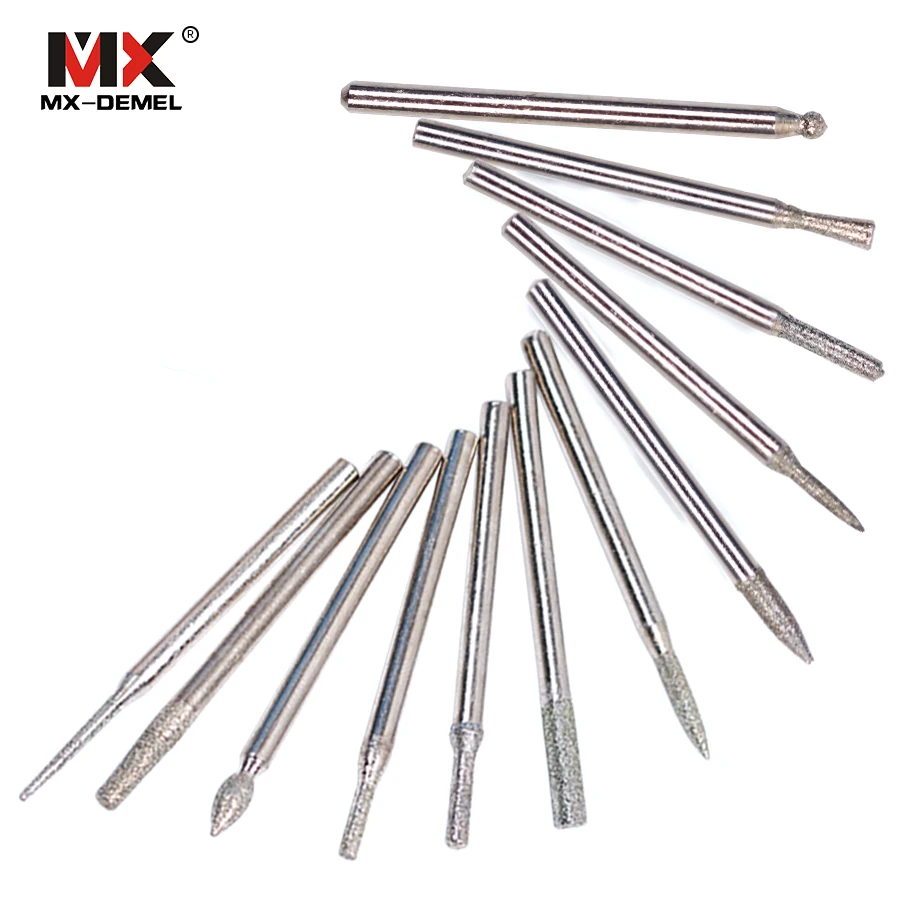 MX-DEMEL 30pcs DIAMOND BURR Bit Set for DREMEL Rotary Tools 1/8