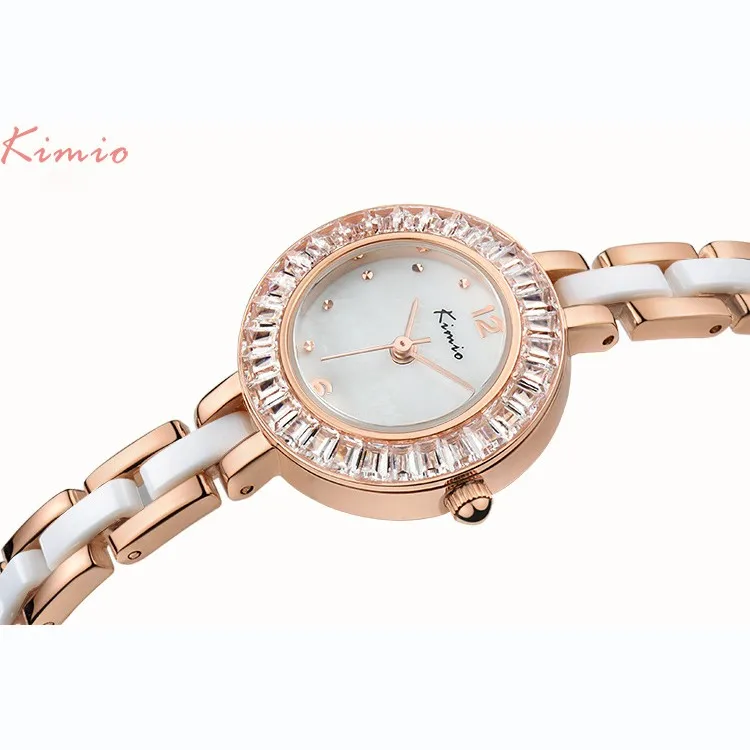 Kimio бренд для женщин Имитация керамики браслет кварцевые часы модные женские с кристалалми и стразами циферблат часы для женщин часы