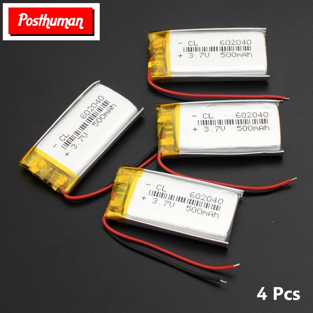 

POSTHUMAN 602040 Li-ion Battery 3.7v 500mah for GPS MP3 MID PSP Bluetooth Speaker Li-Po Rechargeable Battery 602040 40x20x6mm