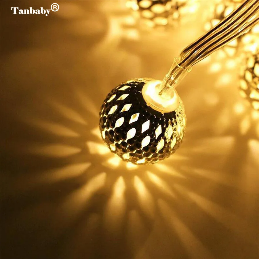 

Tanbaby 10 LED Moroccan Ball Solar String Lights 3M Fairy Globe Lantern Decorative Lighting for Holiday Party Christmas Tree