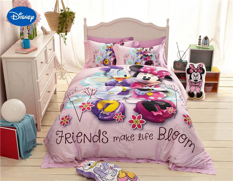 Us 9975 14 Di Scontodisney Del Fumetto Di Minnie Mouse E Paperino Stampato Set Di Biancheria Da Letto Per La Ragazza Arredamento Camera Da Letto