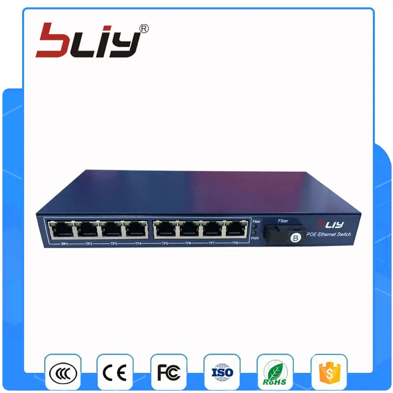 

1F8EP 8 POE port switch 9 port fiber optical poe over ethernet switch with 1 fiber port