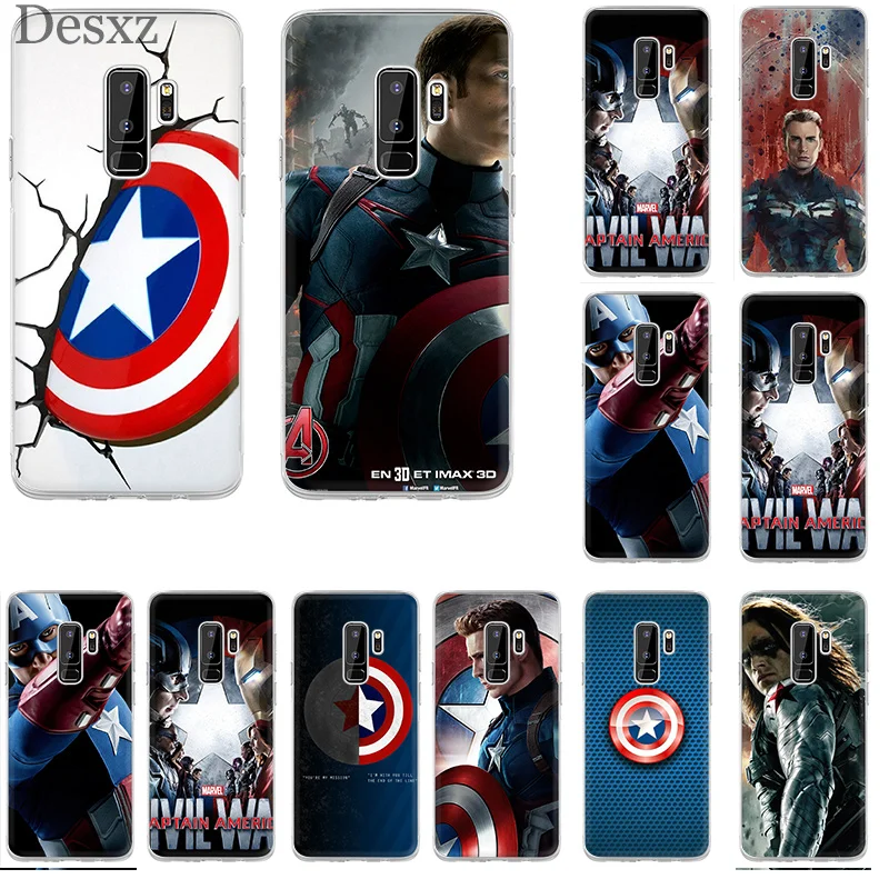 Phone Case Cover Captain America For Samsung Galaxy S3 S4 S5 S6 S7 Edge S8 S9 Plus Note 8 9 Cases | Мобильные телефоны и