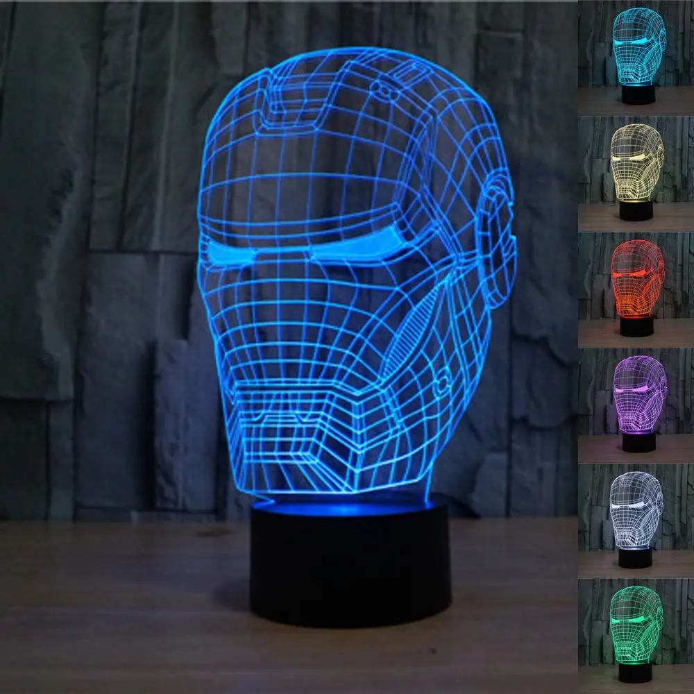 Kids Bedroom At Night the avengers super hero iron man mask 3d lamp led night light Kids Bedroom At Night the avengers super hero iron man mask 3d lamp led night light