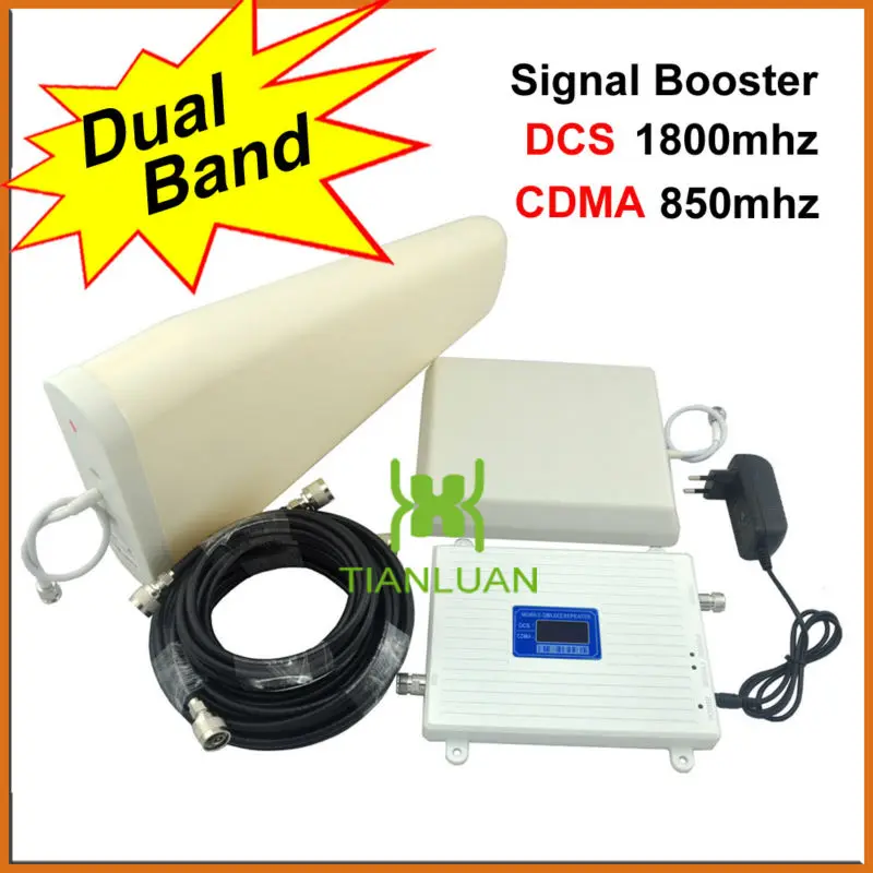 

LCD DCS CDMA Boosters 1800Mhz 850Mhz Mobile Phone Signal Repeater Cellular Amplifier with Panel Antenna / Log Periodic Antenna