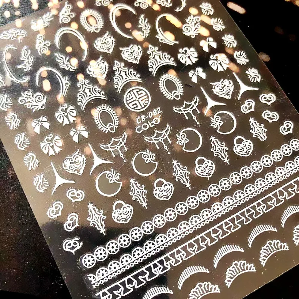 

CB series CB-82 BLACK WHITE GOLD SILVER ART FLOWER ROUND 3d nail art stickers decal template diy nail tool decorations