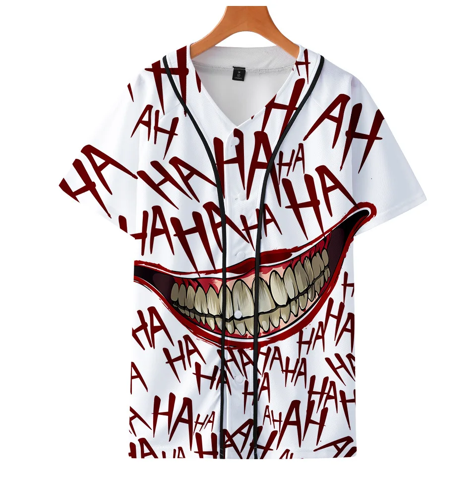 

HAHA Joker 3D Printed Baseball T-shirt Men Summer Cotton Short Sleeve T shirt Rock Band men Tshirt Hip Hop 4XL T Shirts Tops