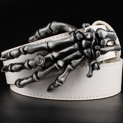 Fashion men belt skull buckle skull hand Heavy metal rock skull belt buckle skeleton head devil hand punk style belt leather belt Belts