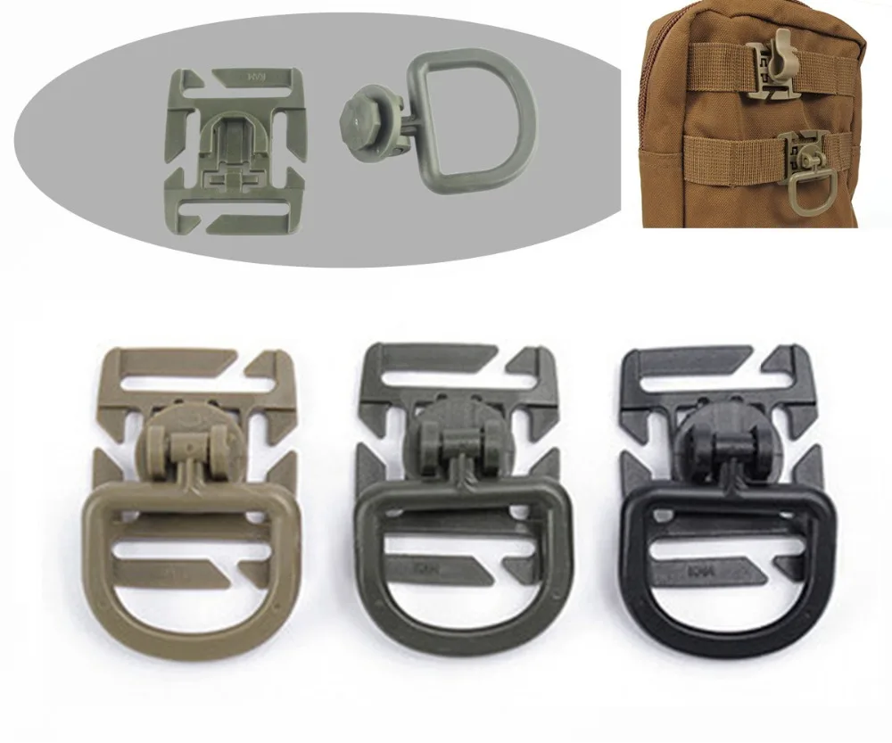 

1PC MOLLE Clip Carabiner Rotatable Portable D-Ring Plastic Buckle Clip Backpack Bag Strap Belt Webbing Fixed Hook EDC tool
