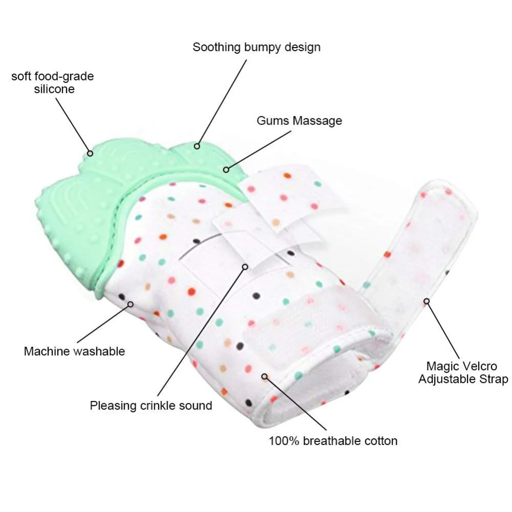 Детские перчатки силиконовая перчатка для режущихся зубов для прорезывания зубов конфетная обертка звук Прорезыватель