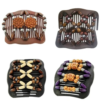 

Ethnic Fashion Vintage Magical Retro Double Beaded Hair Comb Clip Beads Elasticity Hairpin Stretchy Hair Combs Pins