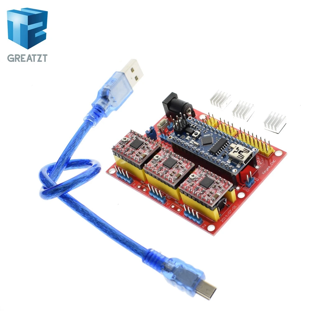 Greatzt 3DV4 щитка CNC V4 + Nano 3 0 шт. A4988 Reprap Шаговые драйверы Набор для Arduino|Интегральные