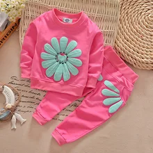 FagorBears Girls Clothings Sets Autumn Baby Girls Clothes Sunflower Printed Shirt+Pants Dress 2Pcs For Kids Children Clothings