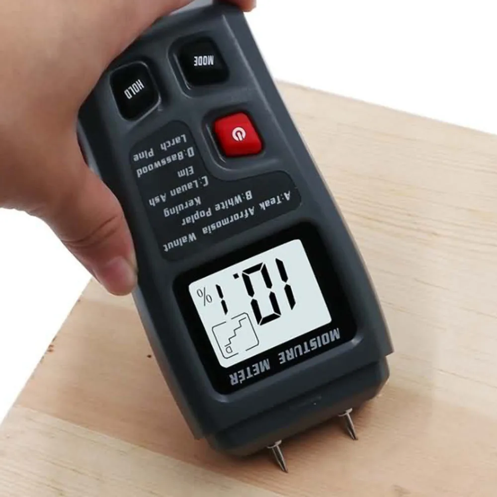 

9V Two Pins Digital Wood Moisture Meter Hot Humidity Tester 0.5 percent Accuracy Hygrometer Timber Damp Detector