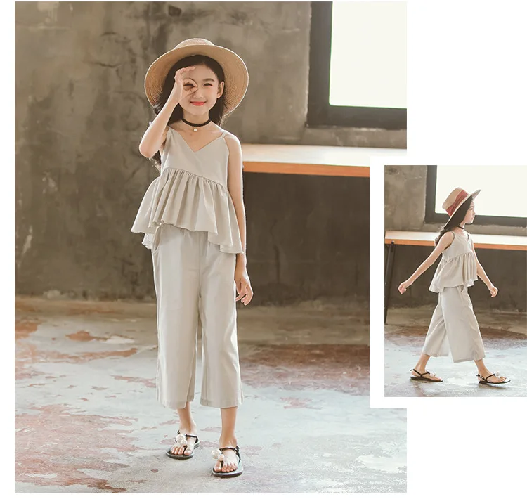 Toddler Girls Tracksuits Solid Grey Black Cotton Ruffles Tops & Pants Girls Clothing Set Big Kids Clothes Sets For Girls 2 piece Outfits (5)