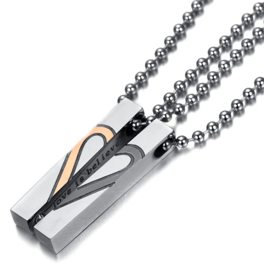 Mimeng Titanium Jewelry Stainless Steel Jewelry Titanium Couple Necklaces Rectangular Prism