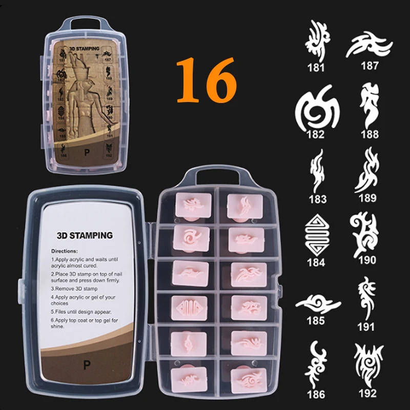 

192PCS 3D Nail Art Stamping Multiple Patterns Nail Gel Polish Printing DIY Tool