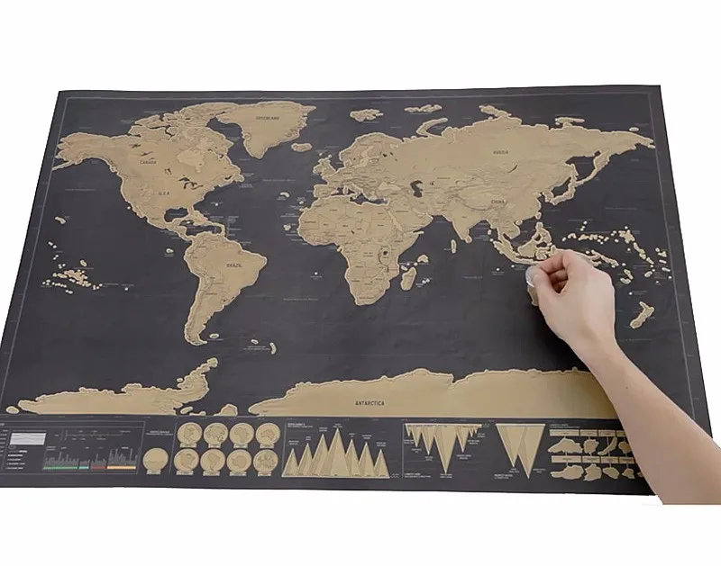 Роскошный черный Скретч Карта мира Лучший Декор школьные офисные канцелярские принадлежности