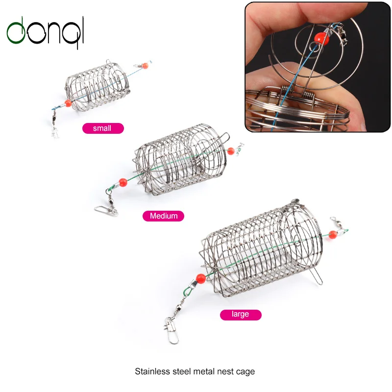 1 шт. проволока из нержавеющей стали рыболовная приманка цилиндрическая клетка приманка, Рыбная ловля аксессуар приманка клетка рыболовная Ловушка держатель корзины-кормушки