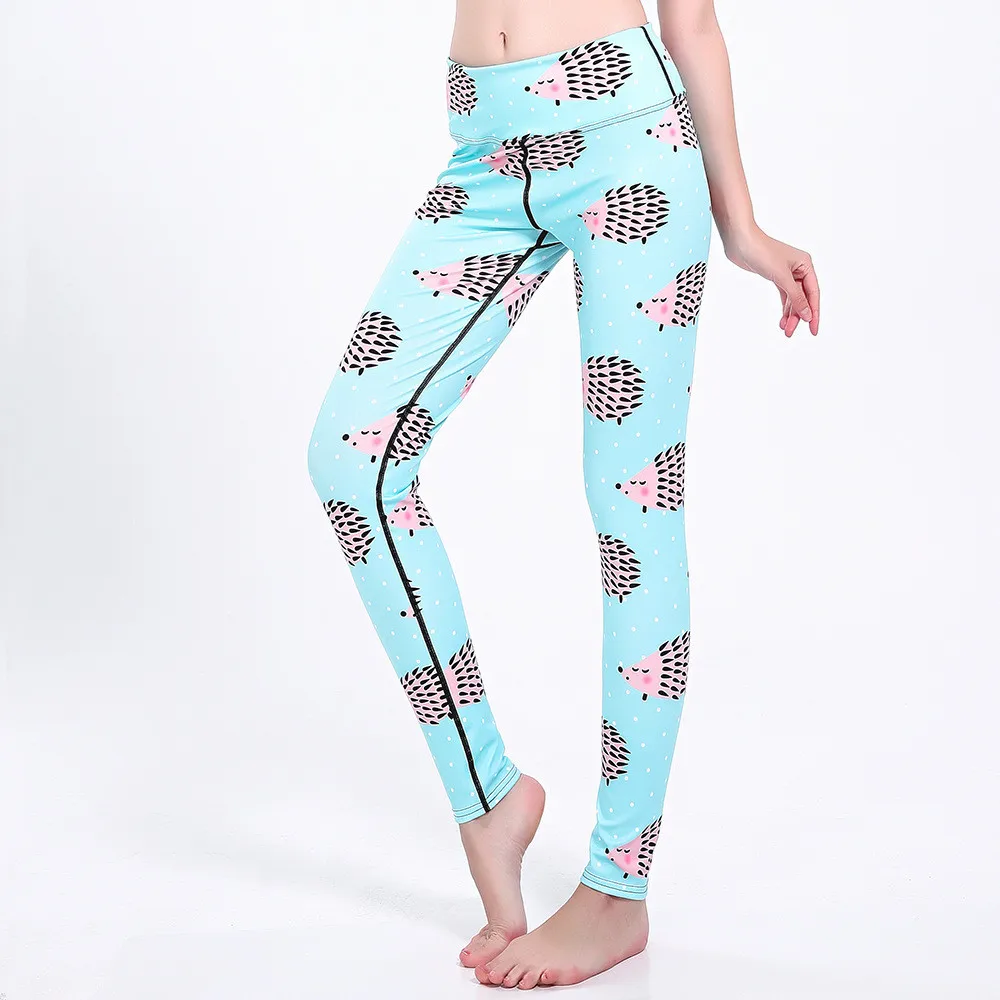 

Women Flexible Hedgehog Print Tight Pants Workout Gym Training Running Yoga Sport Fitness Exercise Leggings Dropshipping