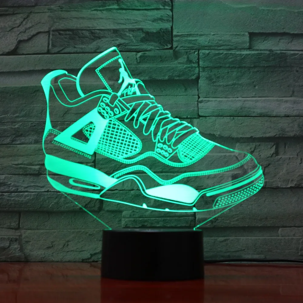 Kaufen 7 Bunte USB Sneaker Schuhe 3D Illusion Lampe Kinder Schlafzimmer schlaf Licht LED Tischlampe Kind Nacht Leuchtet Weihnachtsgeschenke 3D 1135
