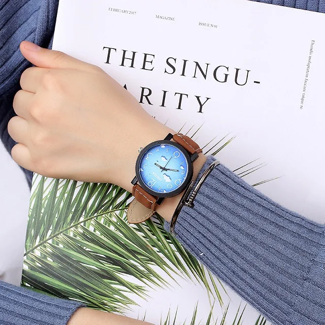 Лидер продаж женские часы-браслет женские кварцевые женские часы модные часы женские часы водонепроницаемые винтажные часы для девочек Cloud - Цвет: Small coffee