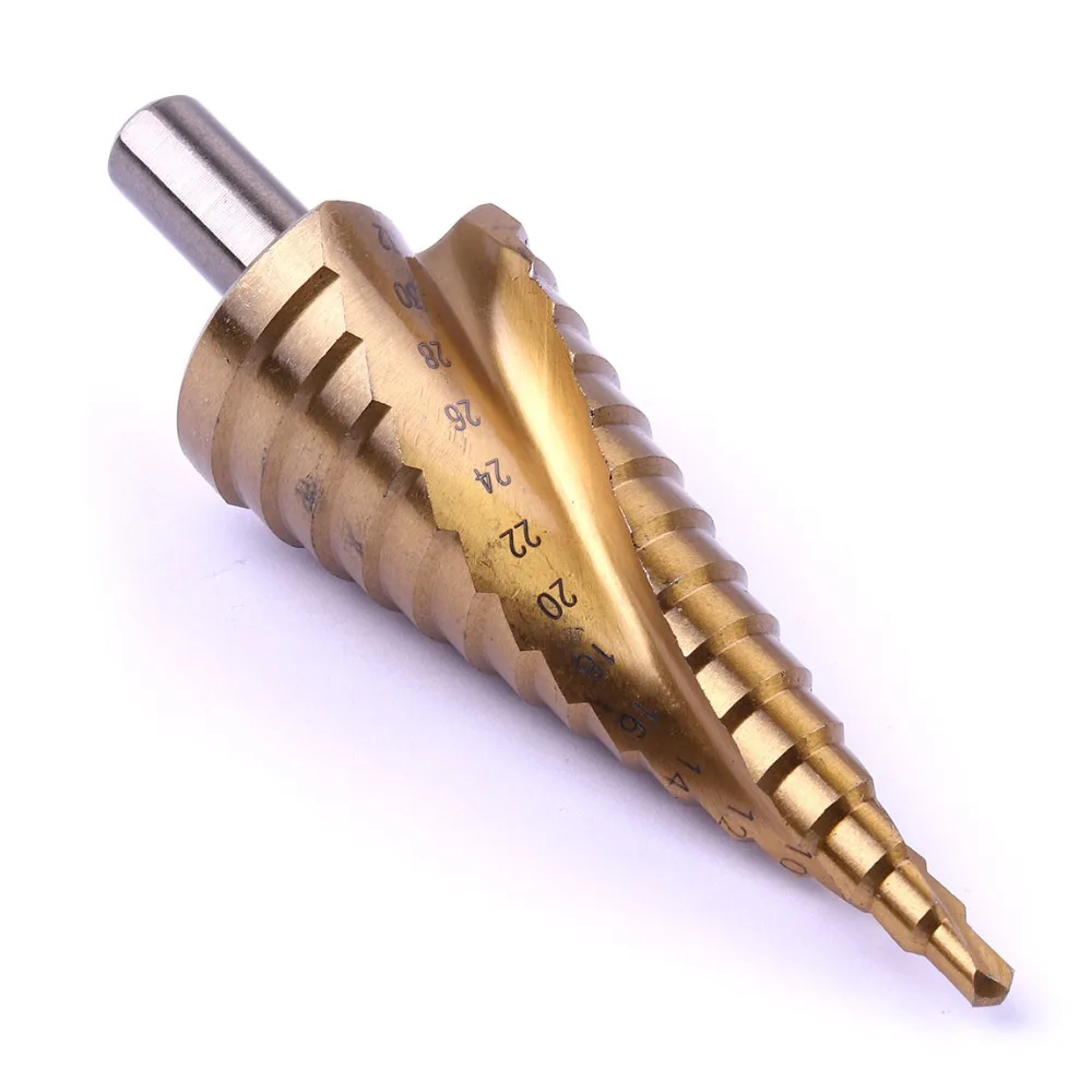 

RU 1Pc 4-32mm HSS Titanium Spiral Grooved Step Drill Bit Triangle Shank Power Tools Good Quality for Metal Steel Step Drill Bit