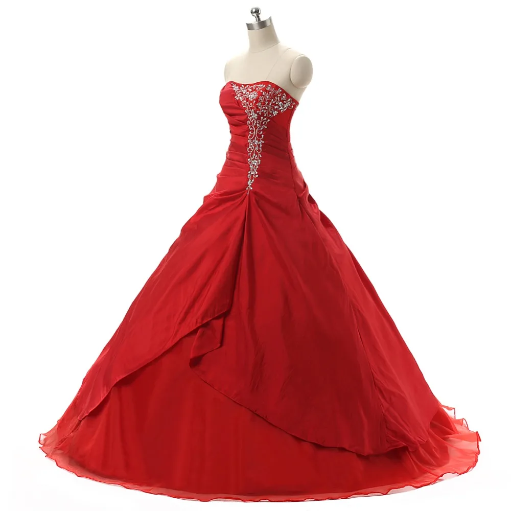 Ruthshen красное Пышное Платье с пышной юбкой складки, рюши, вышивка, платье для балла маскарада Vestidos De 15 Anos миди