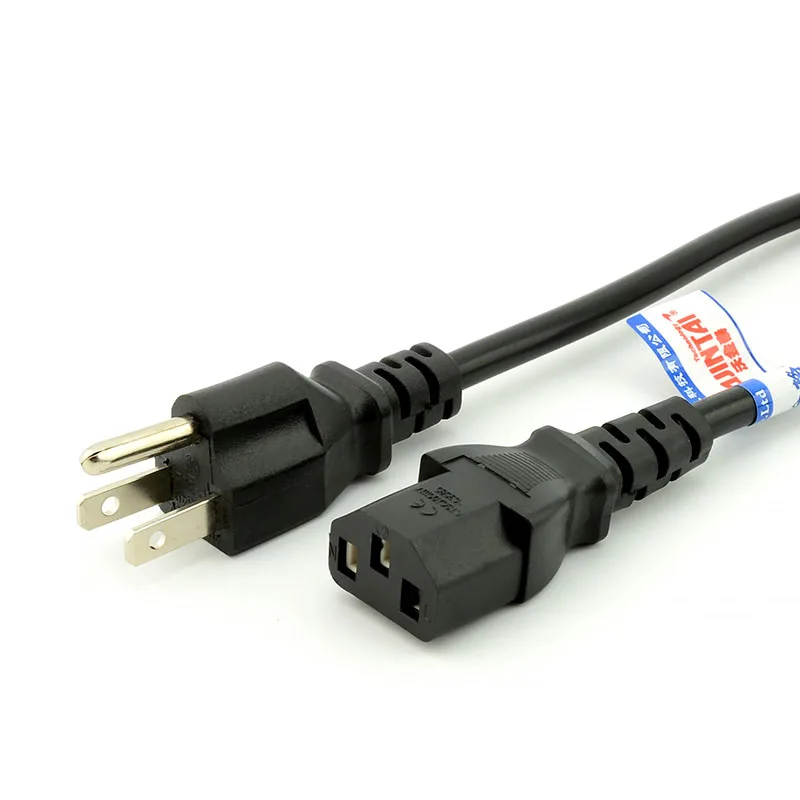 

1.8 Meter 3x0.75mm Copper Conductors NEMA 5-15P to IEC 320 C13 AC Power Cord Cable Plug for Computer/Monitor - Black