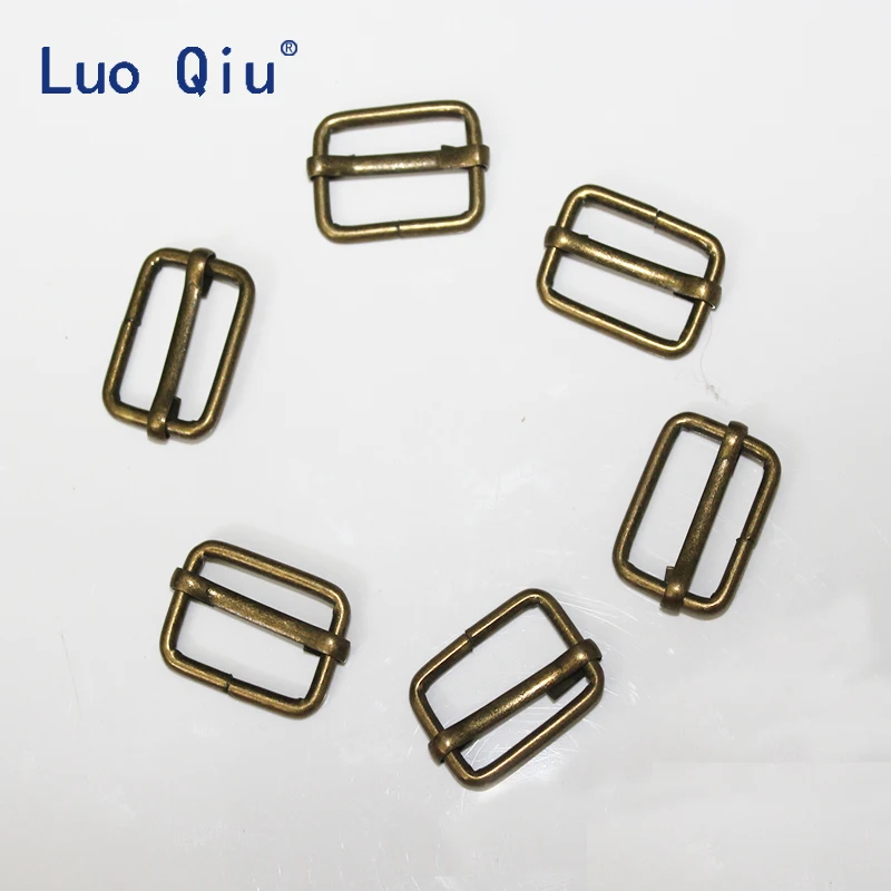 

Luo Qiu 500 pcs/lot 20mm Bronze Webbing adjustment buckle suspenders buckles Belt Slider Third gear deduction suspender clips