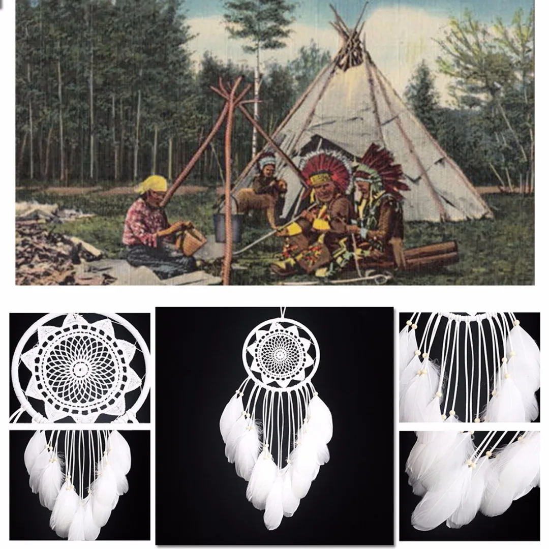 White Boho Style Sunflower Lace Dream Catcher Feather Dreamcatcher Kids Room Gift