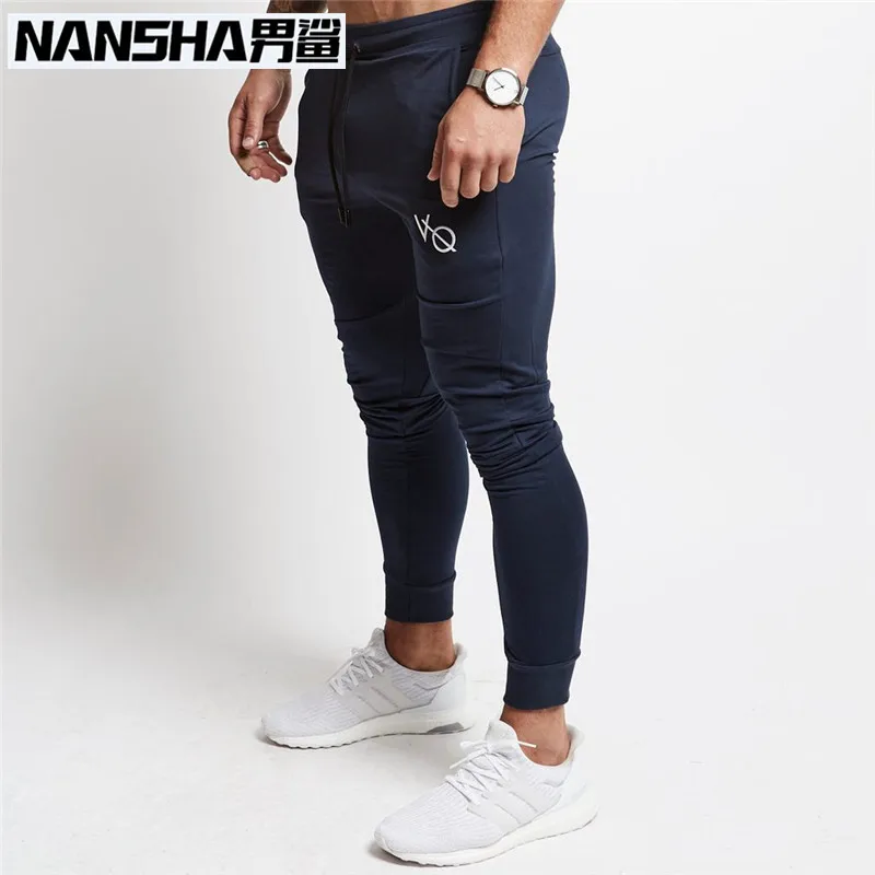 

NANSHA New Mens Slim Pencil Pants Elastic Men's Bodybuilding Long Full Pants Length Mid Straight Casual Fashion Drawstring