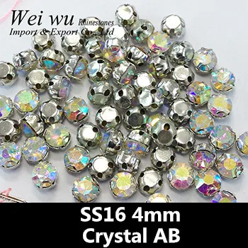 Сделай сам украшение стеклянные камни 1440 шт Кристалл AB SS16 Серебряная основа