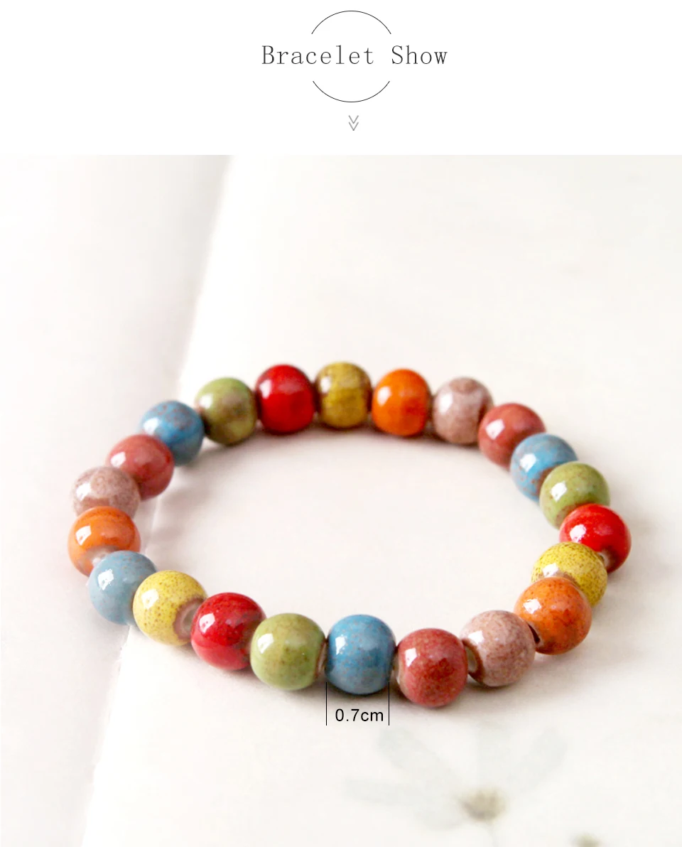 Women's Fashion Ceramic Bracelets Trendy Simple Sweet Style Round Beaded Strand Bracelet For Lady Girls Birthday Gifts 2018 New (5)