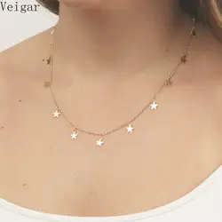 2019 золотое/серебряное ожерелье со звездами модные украшения для женщин женские вечерние ожерелья s Модные летние Нежные ключицы цепи