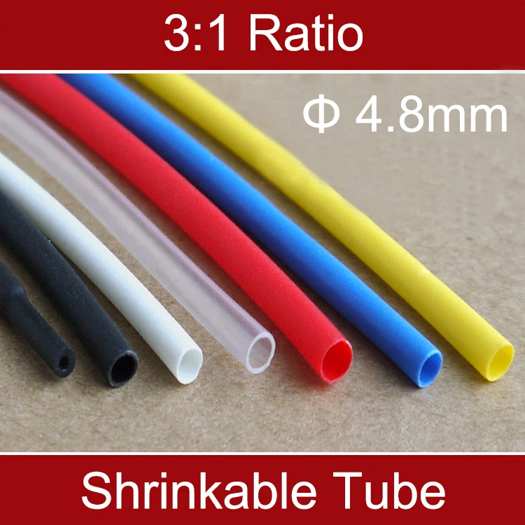 

3M 3:1 4.8mm 3/16" Double Wall Green White Blue Black Red Clear Yellow Insulation Thermosol Cable Sleeve Heat Shrinlable Tube