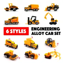 6pcs/set Mini Alloy Engineering Toy Vehicle 1:64 Metal Car Set Dump Truck Forklift Excavator Mixer Tractor Toys Children Gift 6pcs/set Mini Alloy Engineering Toy Vehicle 1:64 Metal Car Set Dump Truck Forklift Excavator Mixer Tractor Toys Children Gift