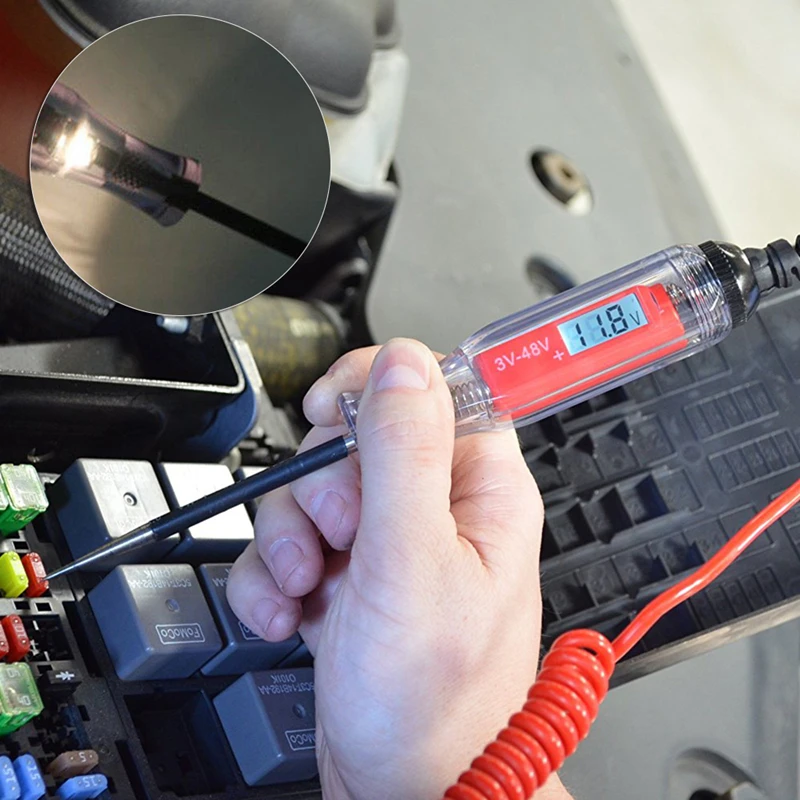 140 дюймов Универсальный Автомобильный цифровой ЖК-светильник напряжение цепи тест er 3-48 В для автомобиля грузовик цепи измеритель напряжения зонд тест инструмент