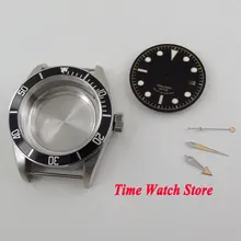 41 мм чехол для часов с сапфировым стеклом и черным ободком из нержавеющей стали 316L, чехол для механизма ETA 2836+ циферблат+ стрелки C148
