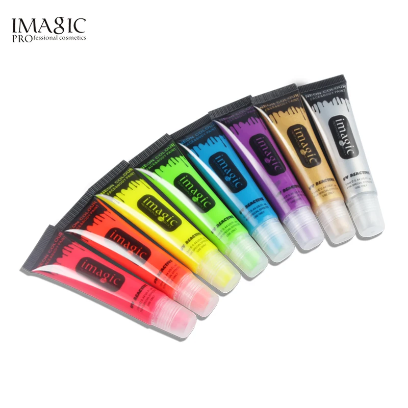 

IMAGIC Body Painting Fluorescent Paint 8 Colors Body Art Makeup Neon Fluorescent Party Cosplay Face Paint UV Glow Painting 13ml