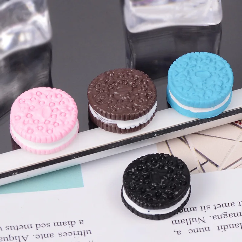 

10PCS 17mm Kawaii Oreo Resin Flatback Cabochon Miniature Food Art Supply Decoration Charm Craft DIY Jewelry Accessories
