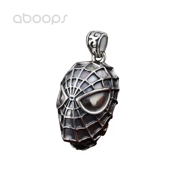 

Hollow Black 925 Sterling Silver Spiderman Mask Pendant for Men Boys,Free Shipping