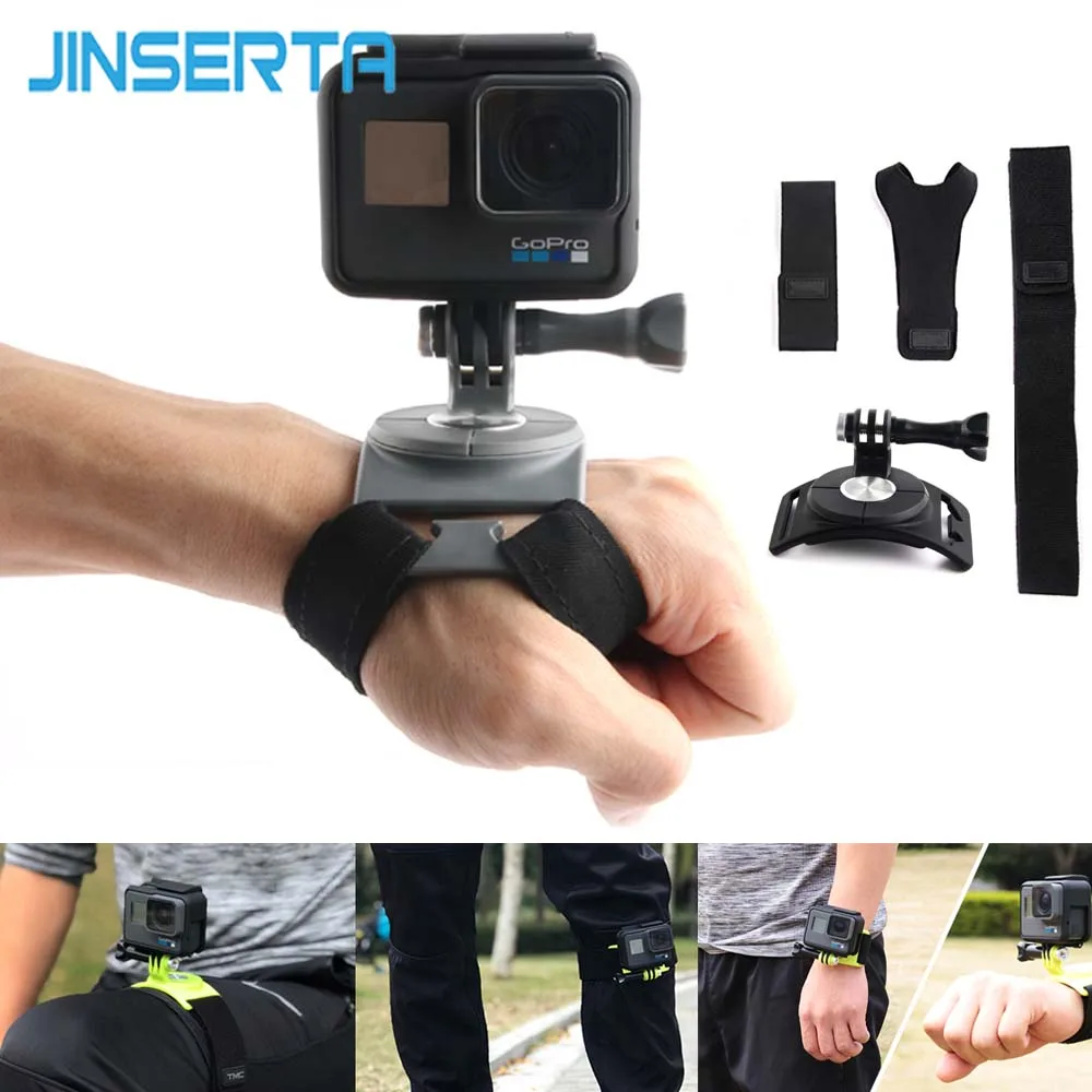 

JINSERTA 360 Degree Rotation Hand Wrist Strap for GoPro Hero 7/6/5/4 Go pro Hand Mount Holder Leg Band for Xiaomi yi 4k SJ4000