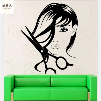 

Door Decorative Wall Stickers Shop Windows and Scissors for Pattern Barber Salon Glass Single-piece Package Modern Plastic