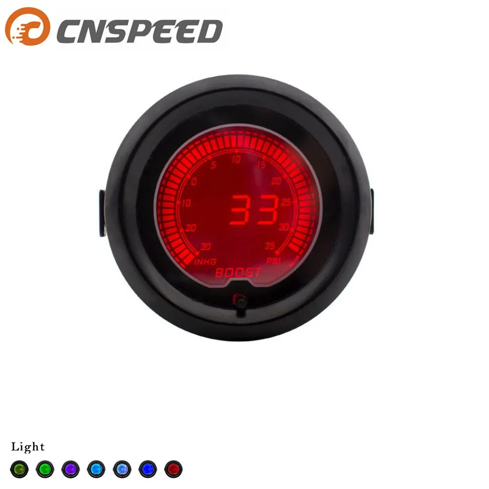 CNSPEED Digital " 52 мм 12 В Авто турбо Boost Gauge-30-35Psi 7 цветов свет Turbo Boost gauge Meter