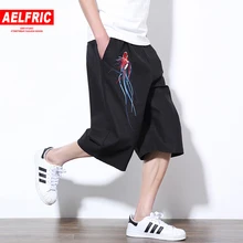 AELFRIC животных вышивка черный повседневное треники для мужчин Лен шорты для женщин Лето хип хоп Бодибилдинг Kanji плюс размеры 5XL TR17