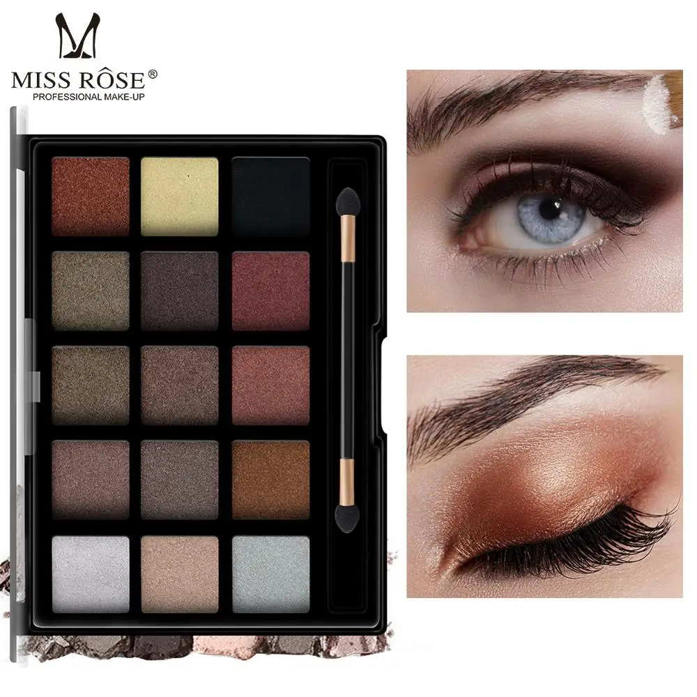 

Brand MISS ROSE New 15 Color Eyeshadow Pearl Matte Eye Shadow Professional Pearly Makeup Multicolor Eye Shadow Makeup Set