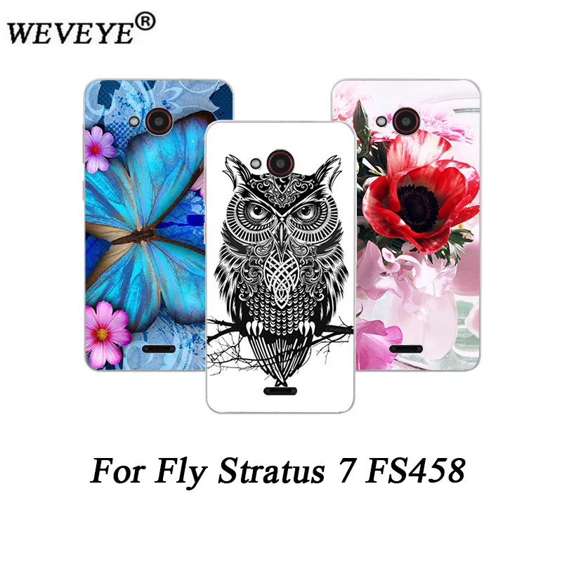 

For Fly Stratus 7 FS458 phone case Painting Beautiful Flower animals Towers design Cover For Fly FS458 Stratus 7 back case